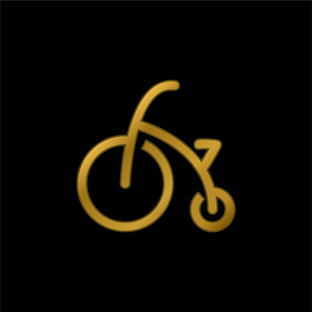 Baby Bike con ruedas de entrenamiento chapado en oro icono metálico o logo vector - Vector, imagen