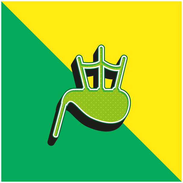 Bag Pipe Vihreä ja keltainen moderni 3d vektori kuvake logo - Vektori, kuva