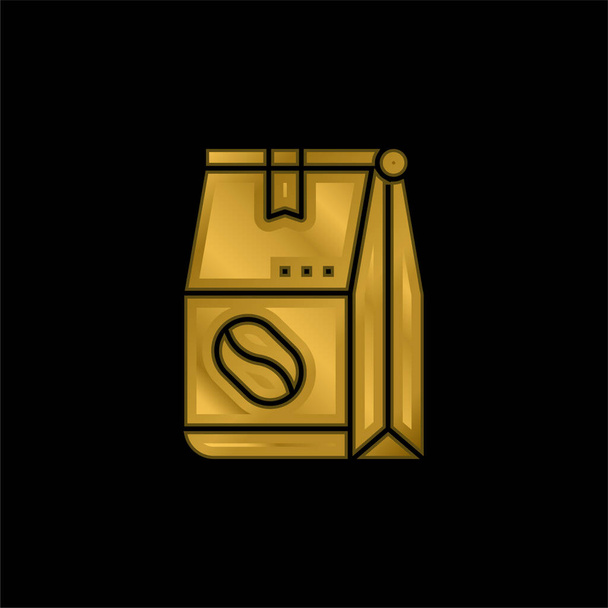 Bean chapado en oro icono metálico o logo vector - Vector, imagen