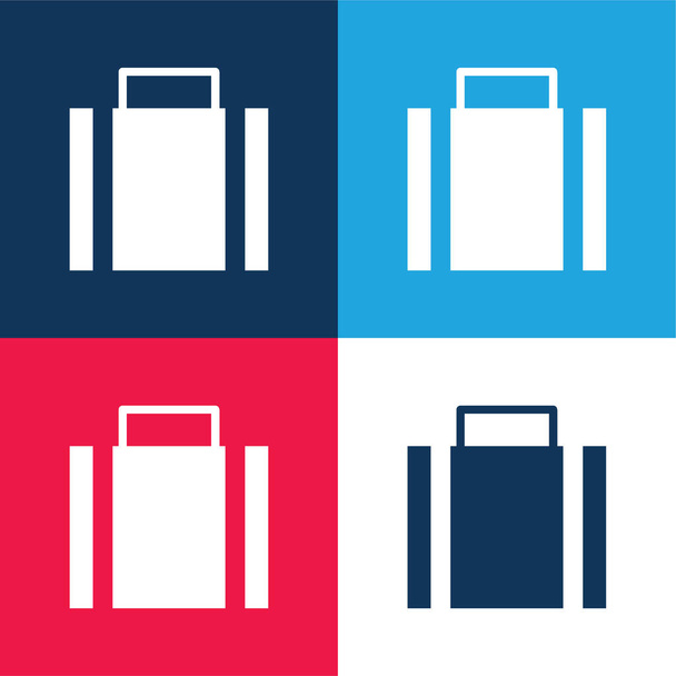 Briefcase azul e vermelho quatro cores conjunto de ícones mínimos - Vetor, Imagem