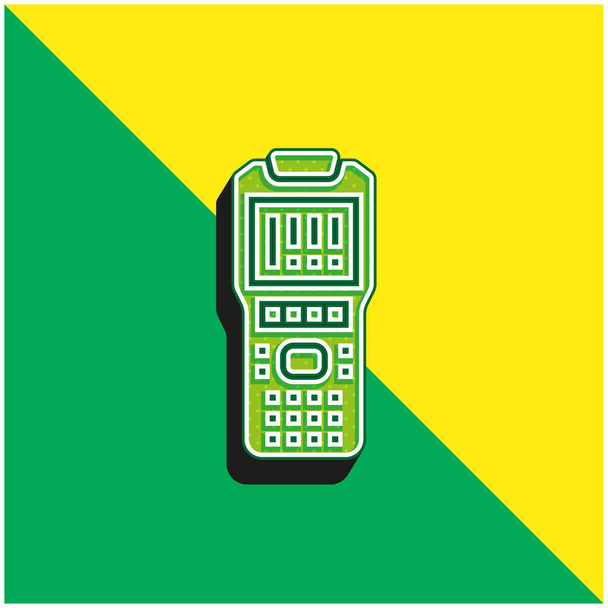 バーコードスキャナ緑と黄色の現代的な3Dベクトルアイコンのロゴ - ベクター画像