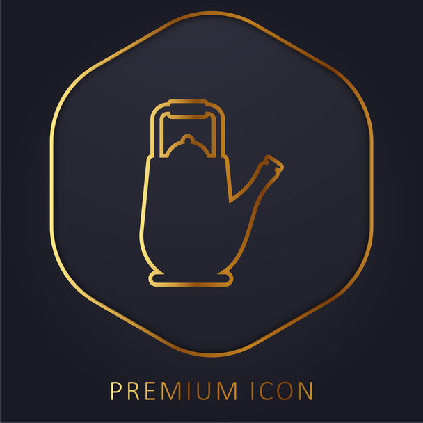 Большой чайник золотой линии премиум логотип или значок - Вектор,изображение