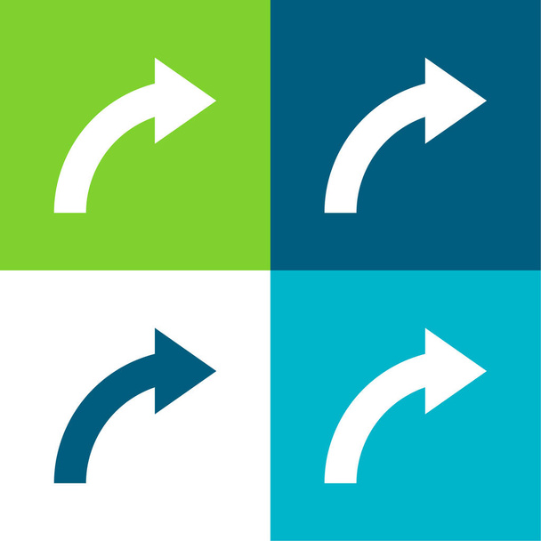 Curva de flecha que apunta a la derecha Plano de cuatro colores mínimo icono conjunto - Vector, Imagen