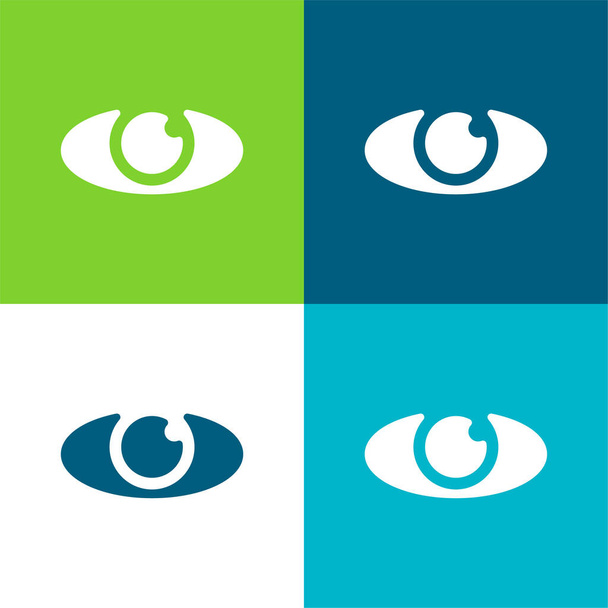 Big Eye Flat conjunto de iconos mínimo de cuatro colores - Vector, Imagen