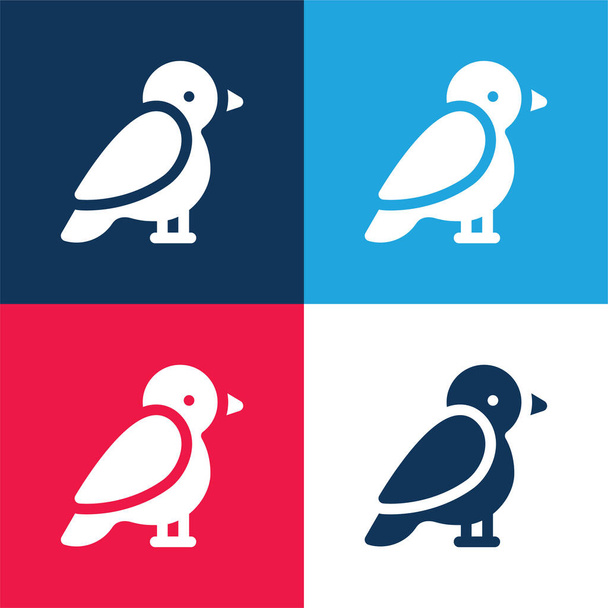 Sarkvidéki Tern kék és piros négy szín minimális ikon készlet - Vektor, kép