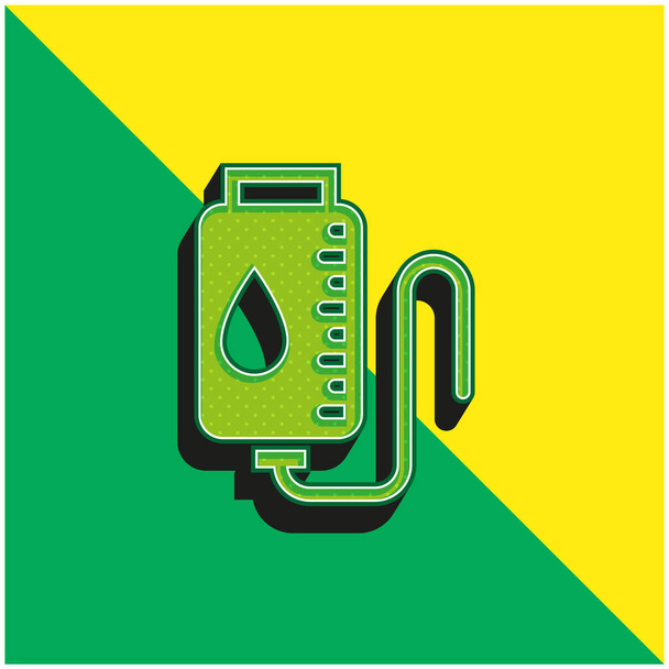 Переливание крови Зеленый и желтый современный 3D логотип векторной иконы - Вектор,изображение