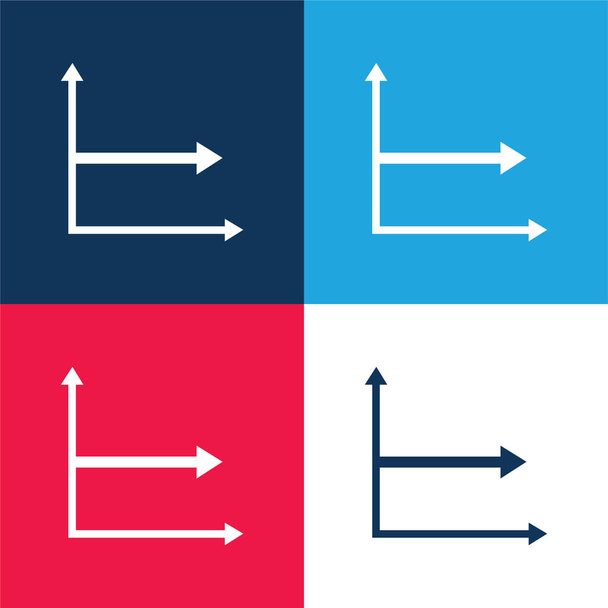 Arrows Graphic blue and red four color minimal icon set - Vector, Image