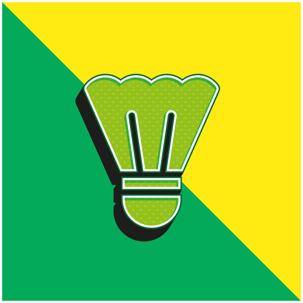 Бадминтон Зеленый и желтый современный трехмерный векторный логотип - Вектор,изображение