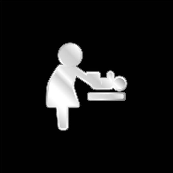 Baby Changer postříbřená kovová ikona - Vektor, obrázek