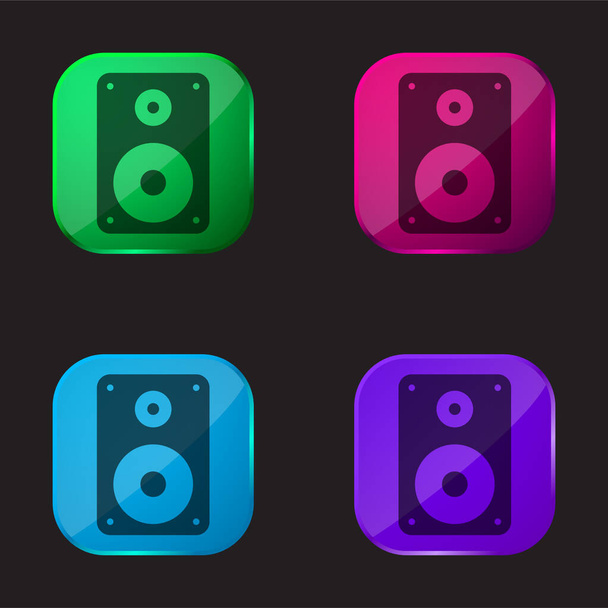 Big Speaker four color glass button icon - Vector, Image
