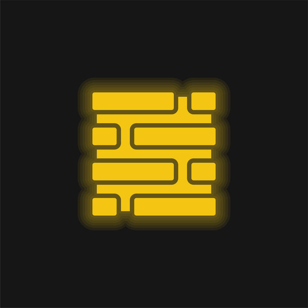 Brickwall sarı parlak neon simgesi - Vektör, Görsel