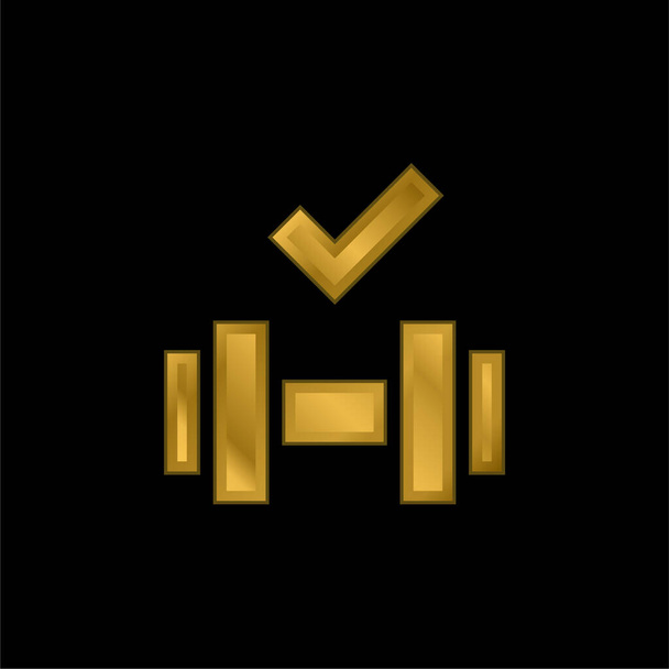 Barbell chapado en oro icono metálico o logo vector - Vector, imagen