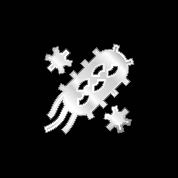 Bakteerit hopeoitu metallinen ikoni - Vektori, kuva