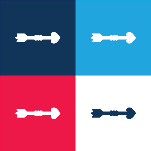 Pijl blauw en rood vier kleuren minimale pictogram set - Vector, afbeelding