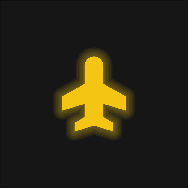 Vliegtuiggeel gloeiend neon icoon - Vector, afbeelding