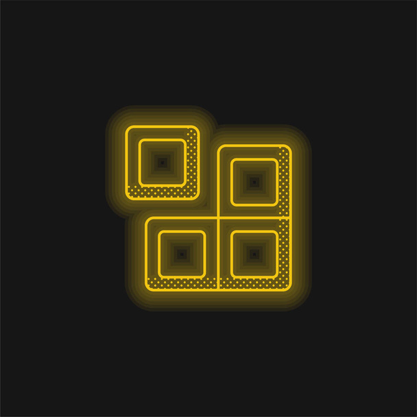 Block yellow glowing neon icon - Vector, Image