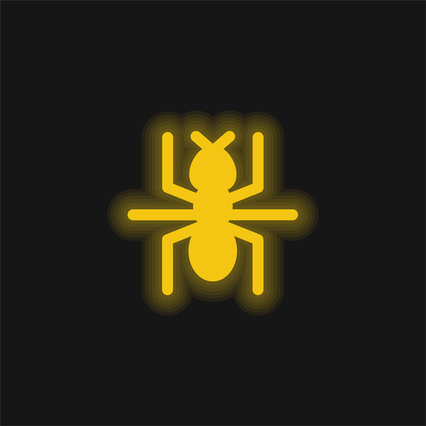 Ant yellow glowing neon icon - Vector, Image
