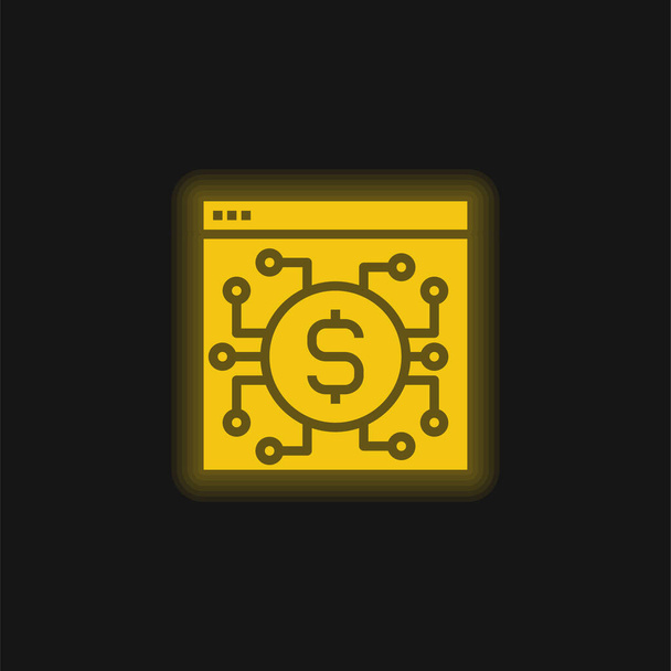 Ikona žlutého zářícího neonu aplikace - Vektor, obrázek