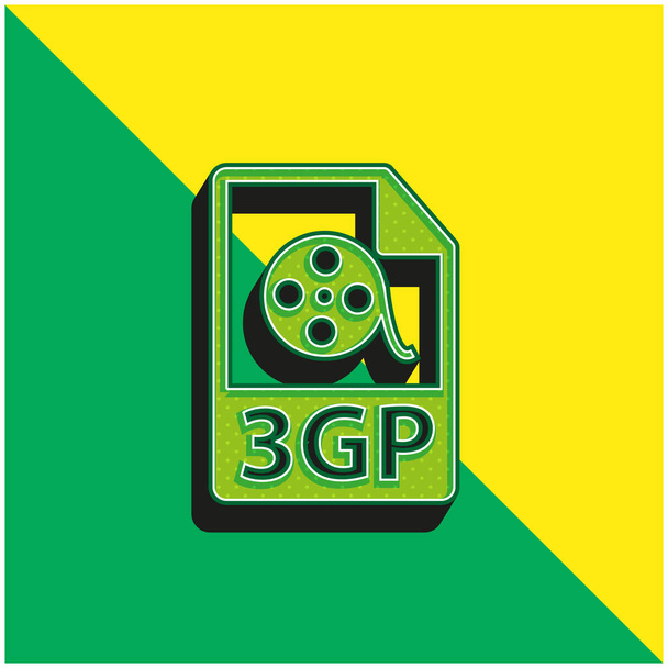 3GPファイル形式バリアント緑と黄色の現代的な3Dベクトルアイコンのロゴ - ベクター画像