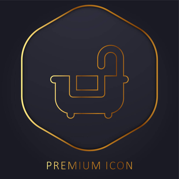 Baignoire ligne dorée logo premium ou icône - Vecteur, image