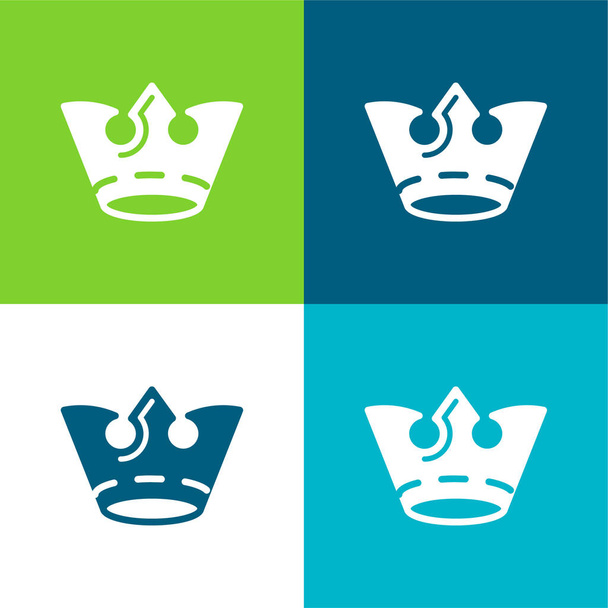 Crown Flat vier kleuren minimale pictogram set - Vector, afbeelding