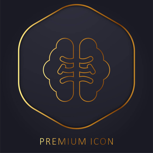 Cerveau ligne d'or logo premium ou icône - Vecteur, image
