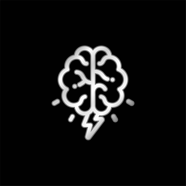 Cervello argento placcato icona metallica - Vettoriali, immagini