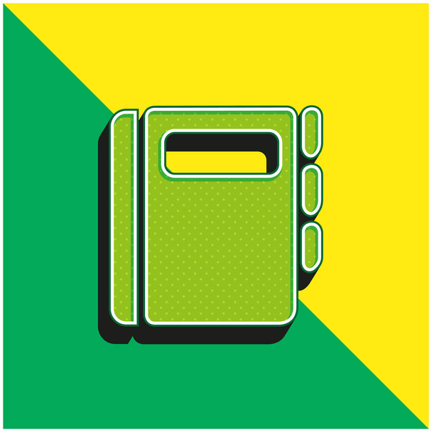 Agenda Book Zielone i żółte nowoczesne logo wektora 3D - Wektor, obraz