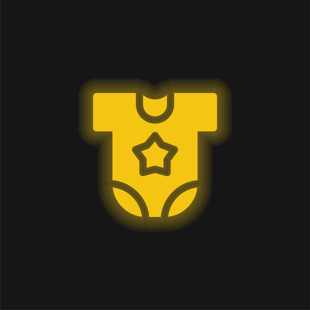 Bebé Ropa amarillo brillante icono de neón - Vector, Imagen