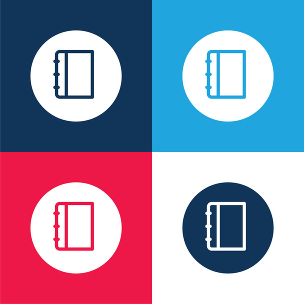 Agenda azul e vermelho conjunto de ícone mínimo de quatro cores - Vetor, Imagem