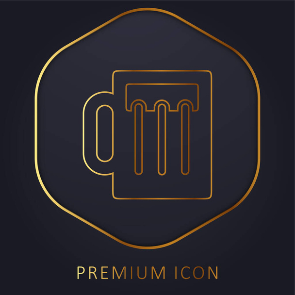 Bierpot gouden lijn premium logo of pictogram - Vector, afbeelding