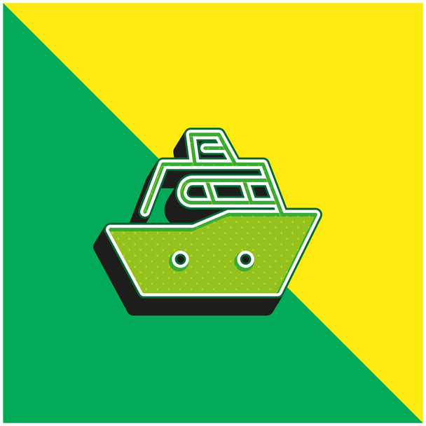Boot Groen en geel modern 3D vector pictogram logo - Vector, afbeelding