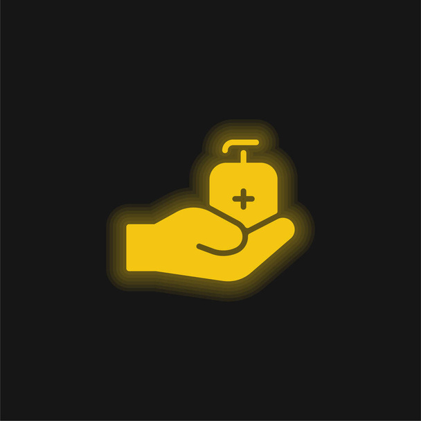 Icône néon jaune brillant antiseptique - Vecteur, image