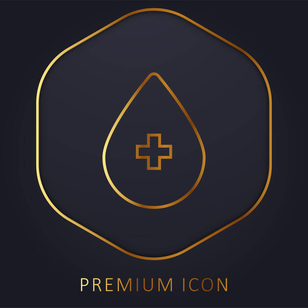 Blood Donation golden line premium logo or icon - Vector, Image