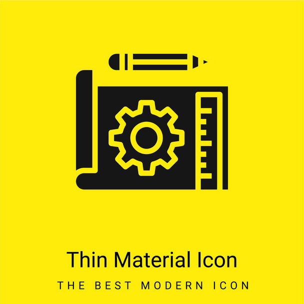 Icono mínimo de material amarillo brillante Blueprint - Vector, Imagen