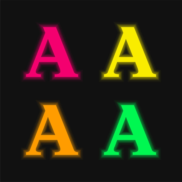 Academia Edu čtyři barvy zářící neonový vektor ikona - Vektor, obrázek