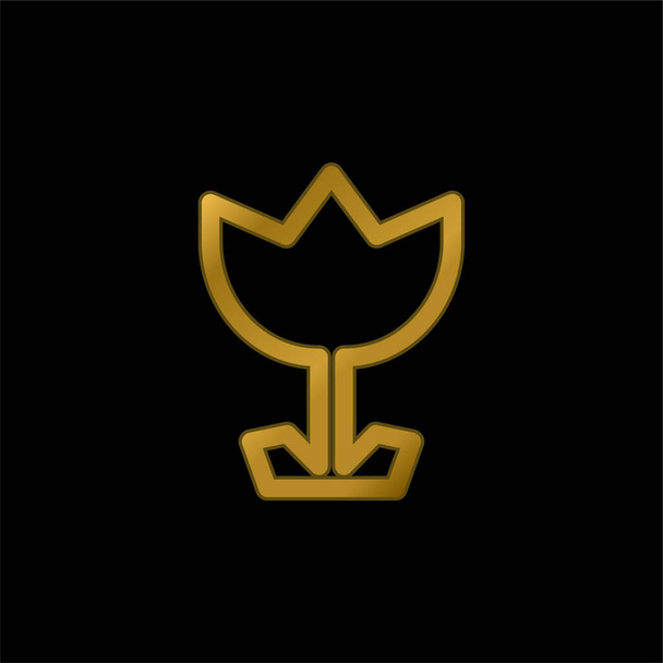 Кутова квітка золота металева іконка або вектор логотипу
 - Вектор, зображення