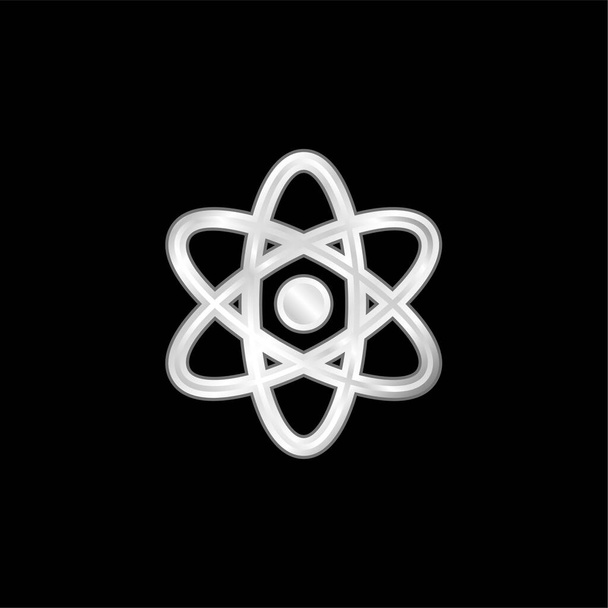 Atomi hopeoitu metallinen kuvake - Vektori, kuva