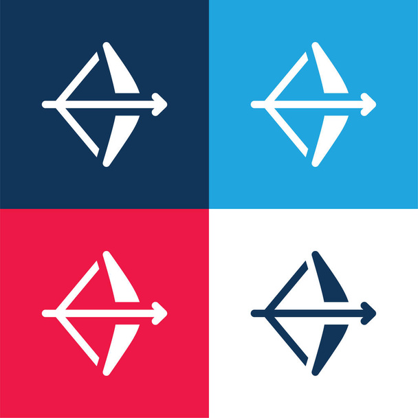 Buig blauw en rood vier kleuren minimale pictogram set - Vector, afbeelding