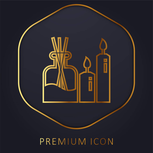 Aromatherapy golden line premium logo or icon - Vector, Image