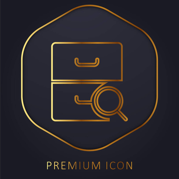 Altın çizgi prim logosunu veya simgesini arşivle - Vektör, Görsel