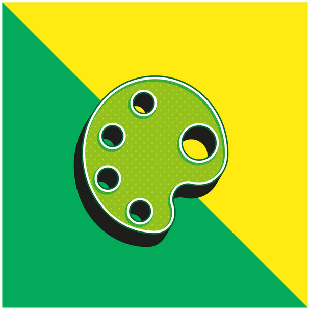 Grande Paint Palette Verde e amarelo moderno logotipo vetor 3d ícone - Vetor, Imagem
