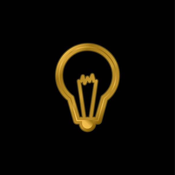 Big Light Bulb gold plated metalic icon or logo vector - Vector, Image