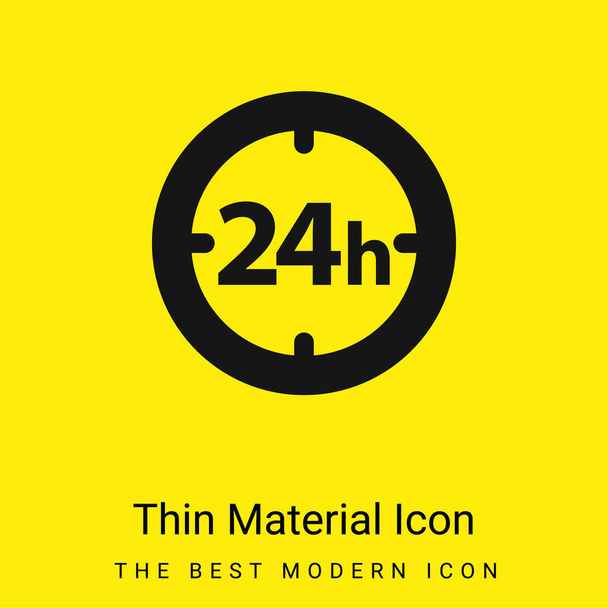 24 ώρες Κυκλικό ρολόι σύμβολο ελάχιστο φωτεινό κίτρινο υλικό εικονίδιο - Διάνυσμα, εικόνα