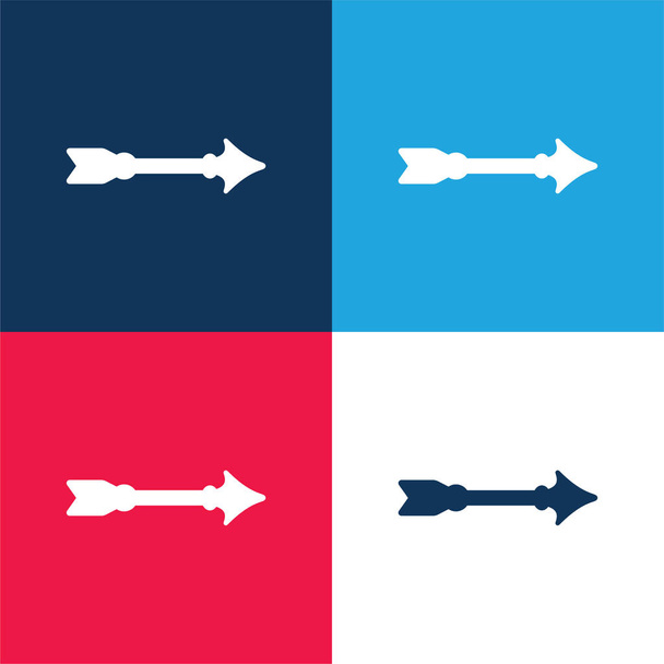 Pijl blauw en rood vier kleuren minimale pictogram set - Vector, afbeelding