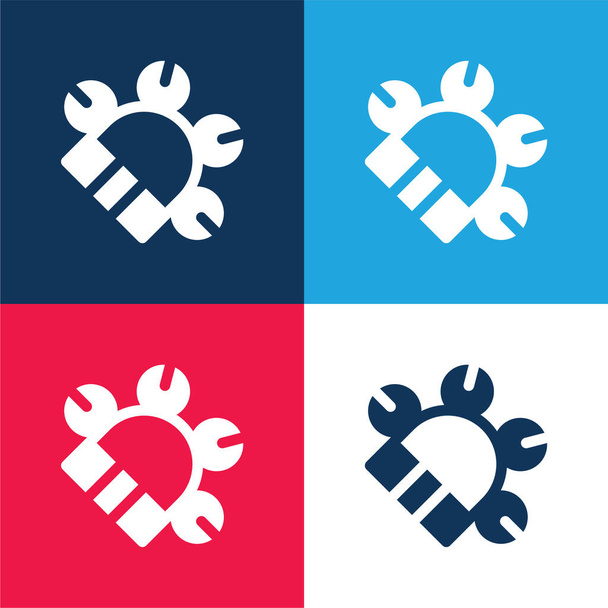 Glocke blau und rot vier Farben minimales Symbol-Set - Vektor, Bild