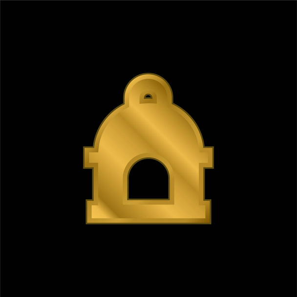 Bird House oro placcato icona metallica o logo vettore - Vettoriali, immagini