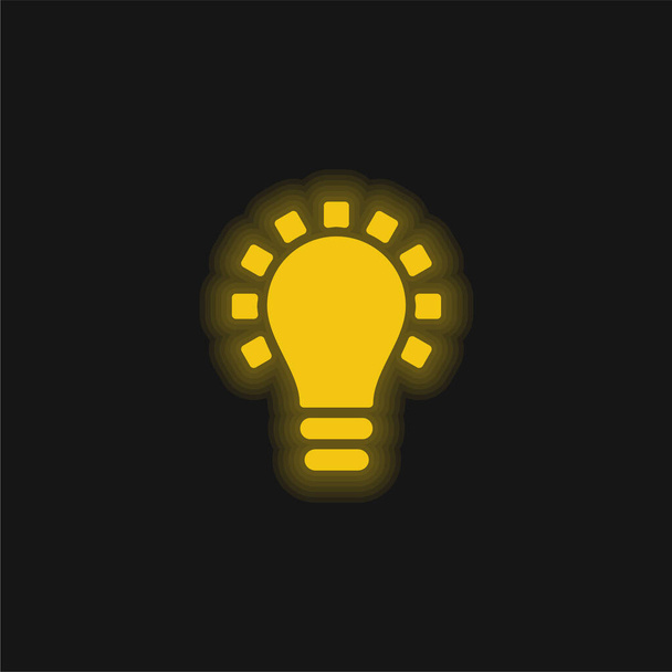 Lampadina nera Simbolo giallo incandescente icona al neon - Vettoriali, immagini