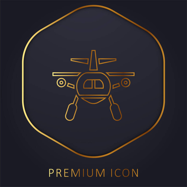 Logotipo o icono premium de línea dorada de aviones - Vector, imagen