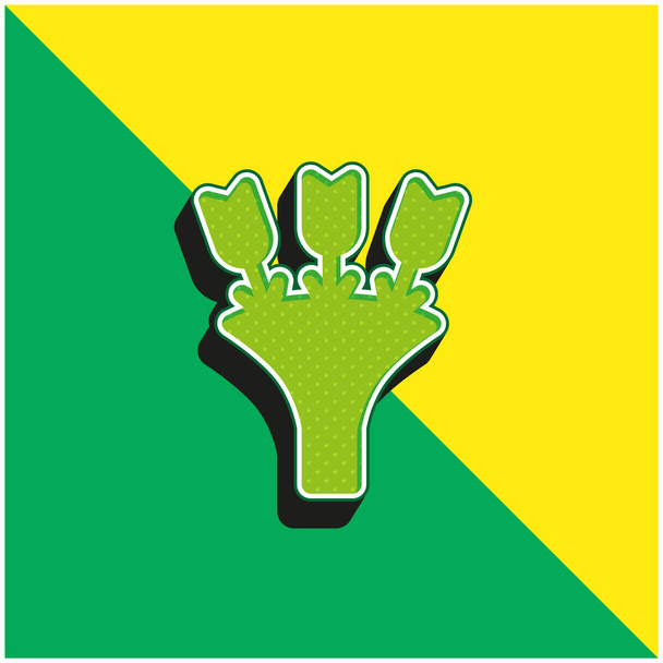 Bukiet Zielony i żółty nowoczesny ikona wektora 3D logo - Wektor, obraz